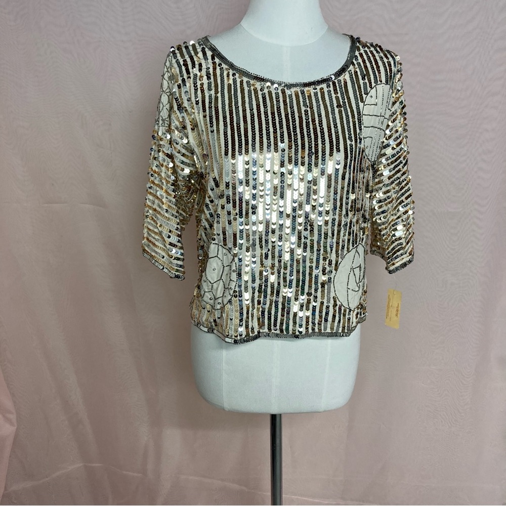 Nwt Vintage Argenti silk beaded and sequin blouse